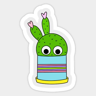 Cute Cactus Design #210: Beaver Tail Cactus In Cute Pot Sticker